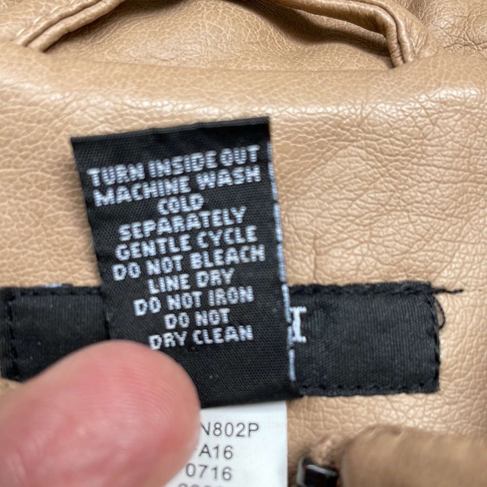 Alfani Petite Faux Tan Leather Jacket - Picture 6 of 8